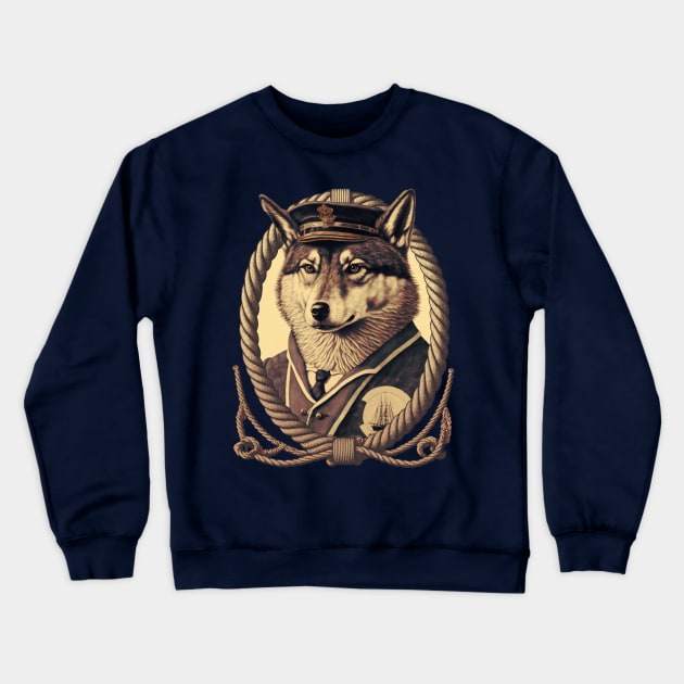 Sailor Wolf Crewneck Sweatshirt by MitchLudwig